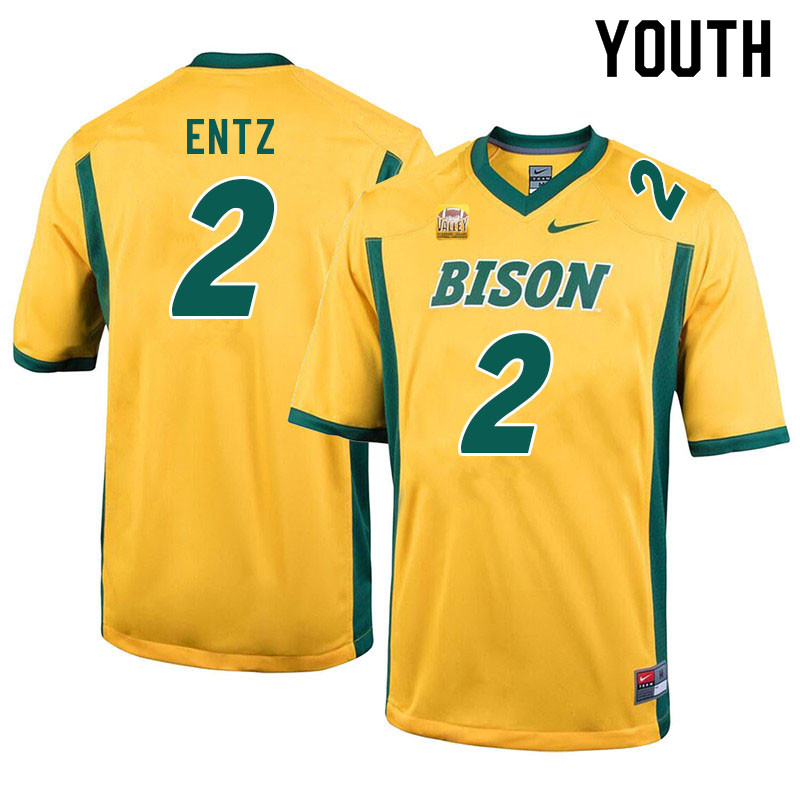 Youth #2 Kellen Entz North Dakota State Bison College Football Jerseys Sale-Yellow